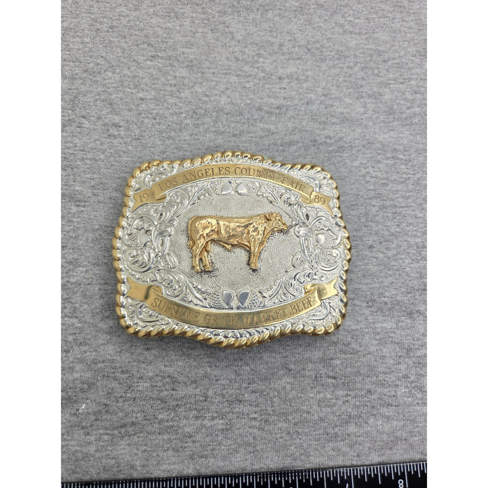 Crumrine 1989 Los Angeles County Fair Market Beef Champion Trophy Buckle